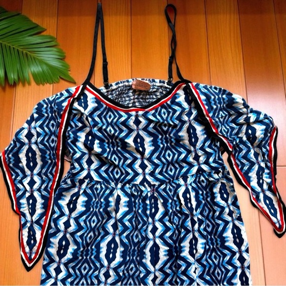 Flying Tomato Blue & White Geometric Jumpsuit - Size Large - Picture 5 of 12